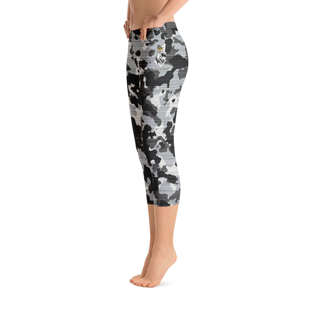 Grey Camo Capri Leggings