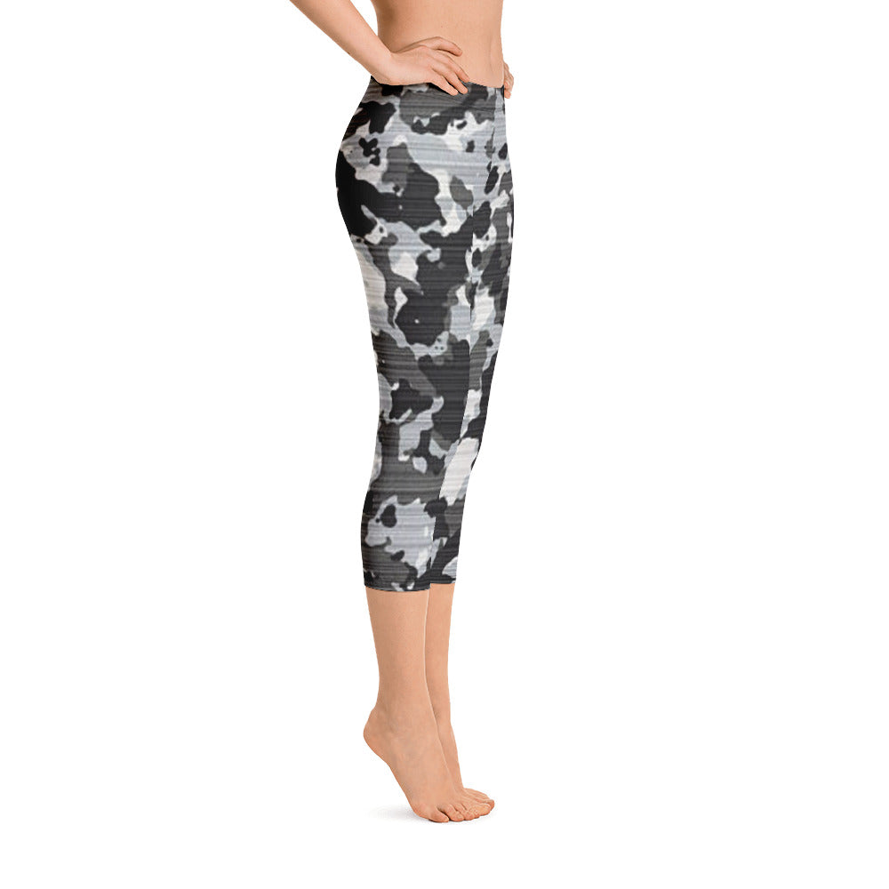Grey Camo Capri Leggings