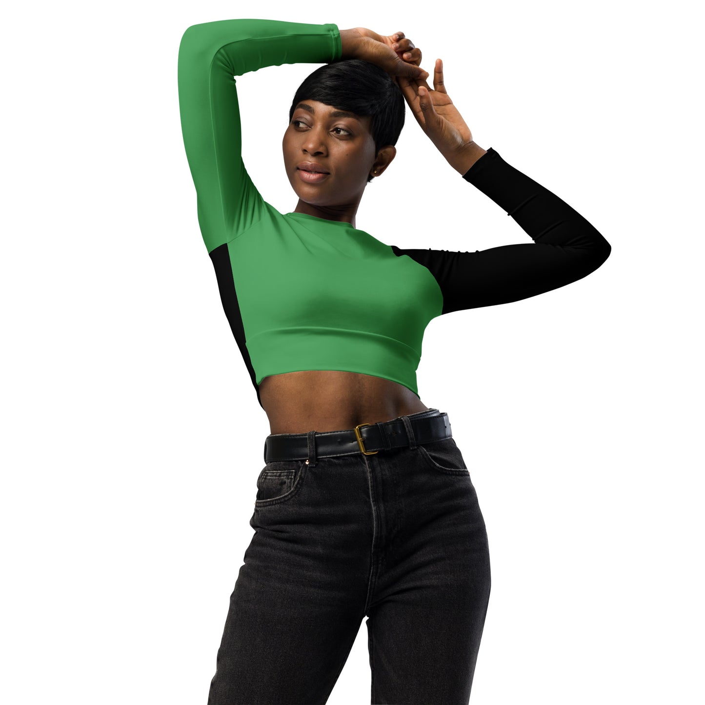 Recycled long-sleeve crop top