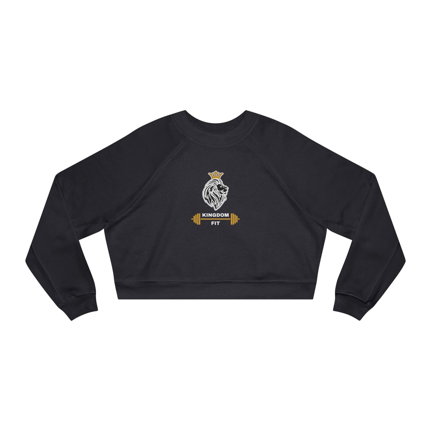 Cropped Pullover — 'Kingdom Fit' Skull & Barbell Graphic
