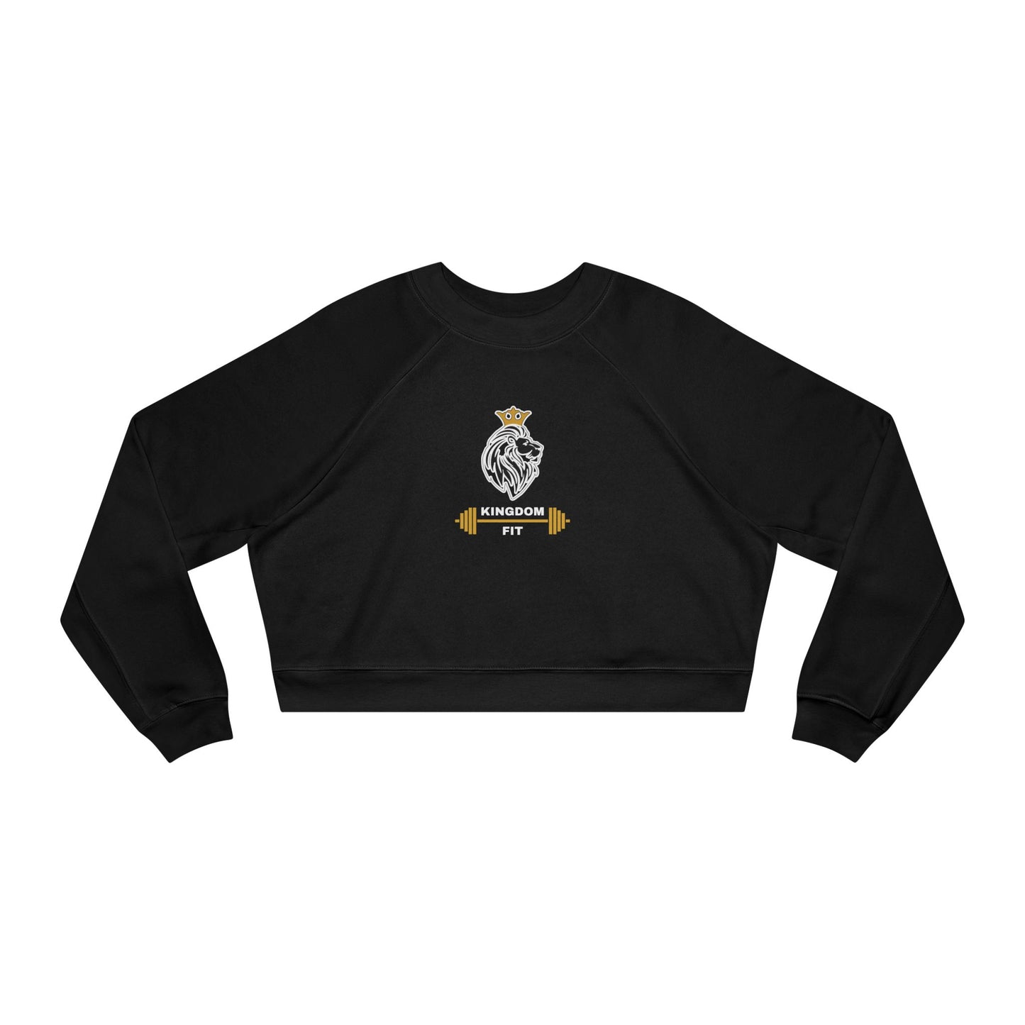 Cropped Pullover — 'Kingdom Fit' Skull & Barbell Graphic