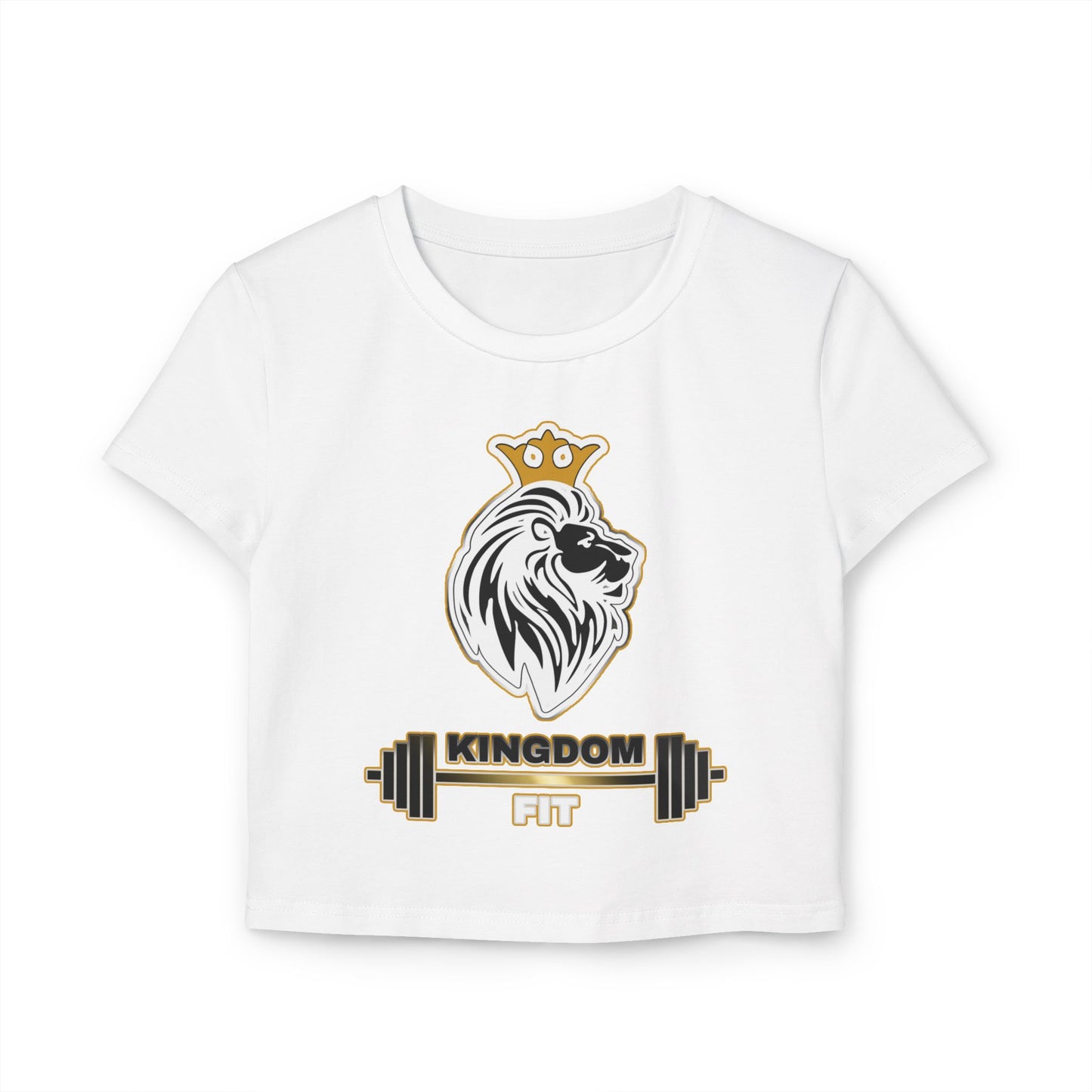Kingdom Fit Lion Crest Baby Tee — Women's Cropped Fitness T-Shirt