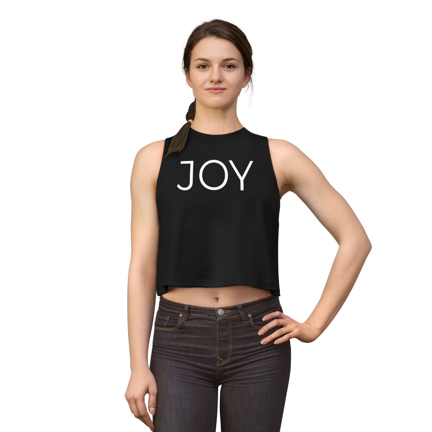Joy Crop Top — Women's Minimalist Graphic Tank for Everyday Comfort