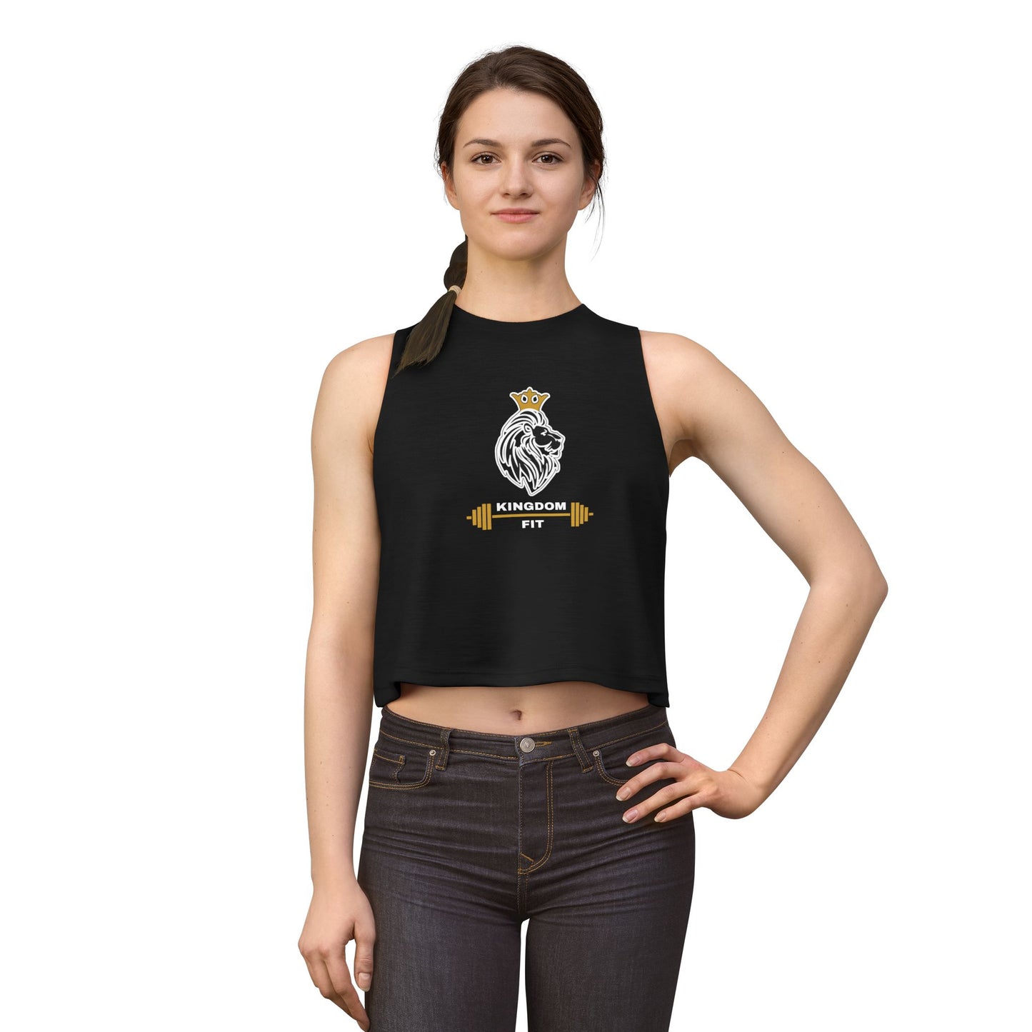 Women’s Crop Top — Lion Crown Fitness Barbell Graphic