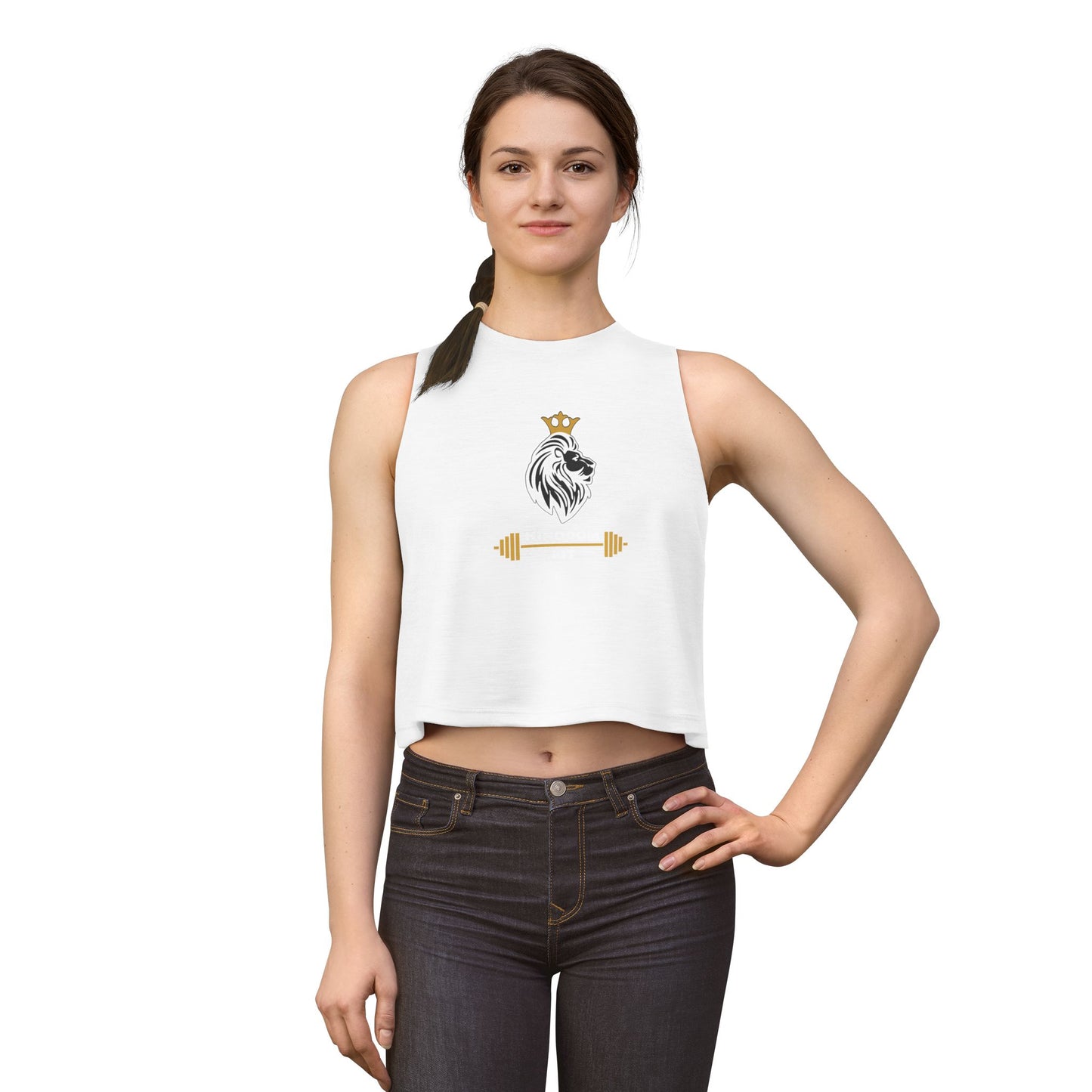 Women’s Crop Top — Lion Crown Fitness Barbell Graphic