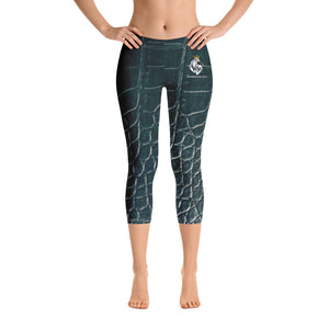 Teal Scales Capri Leggings